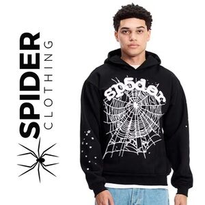 Preloved Sp5der OG Web Black Hoodie Sweatshirt Sz L.